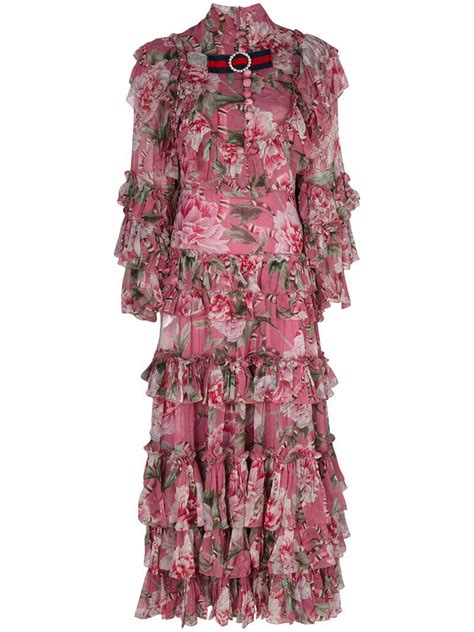 gucci pink floral dress with ti|cute Gucci dress.